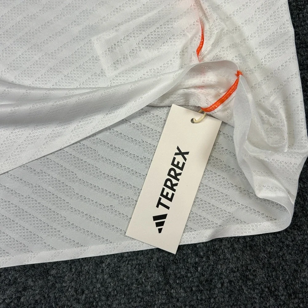 Adidas Terrex Techrock Elite T-Shirt Men's Medium White Orange‎ JX2744 NWT $85